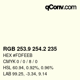 Color code: RGB 253.9 254.2 235 | qconv.com