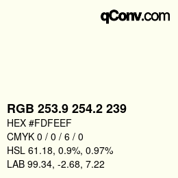 Color code: RGB 253.9 254.2 239 | qconv.com