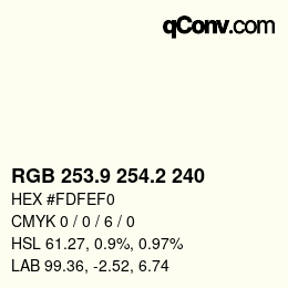 Color code: RGB 253.9 254.2 240 | qconv.com