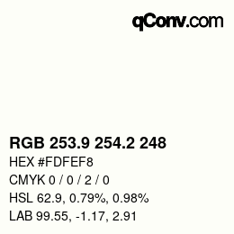 Color code: RGB 253.9 254.2 248 | qconv.com