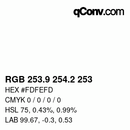 Color code: RGB 253.9 254.2 253 | qconv.com