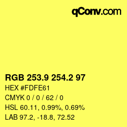 カラーコード: RGB 253.9 254.2 97 | qconv.com