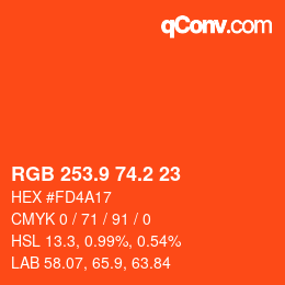 カラーコード: RGB 253.9 74.2 23 | qconv.com