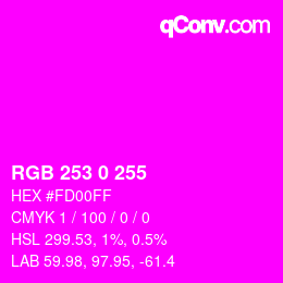 Color code: RGB 253 0 255 | qconv.com