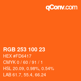 Color code: RGB 253 100 23 | qconv.com