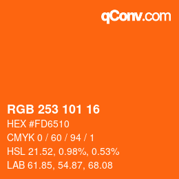 カラーコード: RGB 253 101 16 | qconv.com