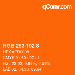 カラーコード: RGB 253 102 8 | qconv.com