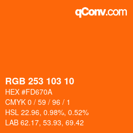 Color code: RGB 253 103 10 | qconv.com