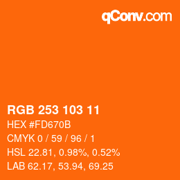 Color code: RGB 253 103 11 | qconv.com