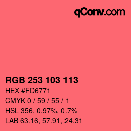Color code: RGB 253 103 113 | qconv.com