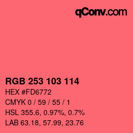 カラーコード: RGB 253 103 114 | qconv.com