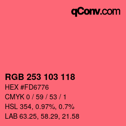 Color code: RGB 253 103 118 | qconv.com