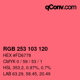 Color code: RGB 253 103 120 | qconv.com