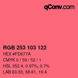 Color code: RGB 253 103 122 | qconv.com