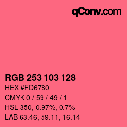 カラーコード: RGB 253 103 128 | qconv.com