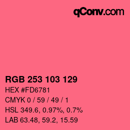 Color code: RGB 253 103 129 | qconv.com