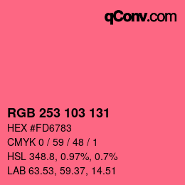 Color code: RGB 253 103 131 | qconv.com