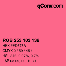 Color code: RGB 253 103 138 | qconv.com