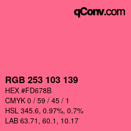 Color code: RGB 253 103 139 | qconv.com