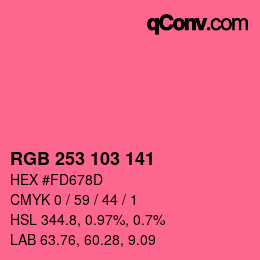 Color code: RGB 253 103 141 | qconv.com