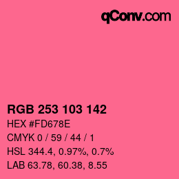 Color code: RGB 253 103 142 | qconv.com
