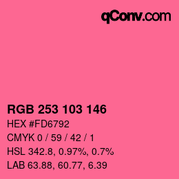 カラーコード: RGB 253 103 146 | qconv.com