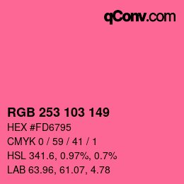 Color code: RGB 253 103 149 | qconv.com