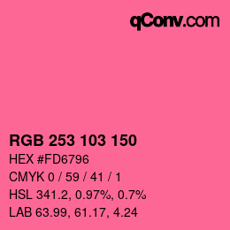 カラーコード: RGB 253 103 150 | qconv.com