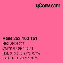 Color code: RGB 253 103 151 | qconv.com