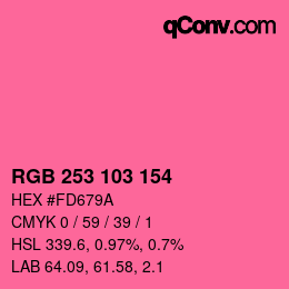 Color code: RGB 253 103 154 | qconv.com