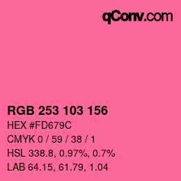 Color code: RGB 253 103 156 | qconv.com