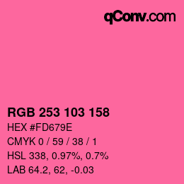 カラーコード: RGB 253 103 158 | qconv.com