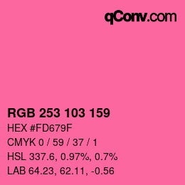 Color code: RGB 253 103 159 | qconv.com
