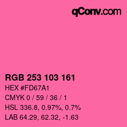 Color code: RGB 253 103 161 | qconv.com