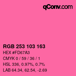 カラーコード: RGB 253 103 163 | qconv.com