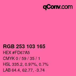Color code: RGB 253 103 165 | qconv.com