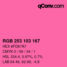 Color code: RGB 253 103 167 | qconv.com