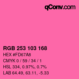 カラーコード: RGB 253 103 168 | qconv.com