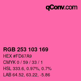 カラーコード: RGB 253 103 169 | qconv.com
