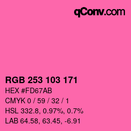 カラーコード: RGB 253 103 171 | qconv.com