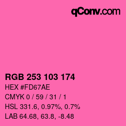 カラーコード: RGB 253 103 174 | qconv.com