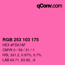 カラーコード: RGB 253 103 175 | qconv.com