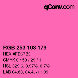 Color code: RGB 253 103 179 | qconv.com