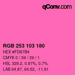 Color code: RGB 253 103 180 | qconv.com