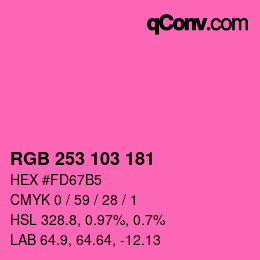 Color code: RGB 253 103 181 | qconv.com