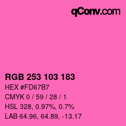 カラーコード: RGB 253 103 183 | qconv.com