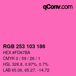 Color code: RGB 253 103 186 | qconv.com