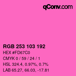 カラーコード: RGB 253 103 192 | qconv.com