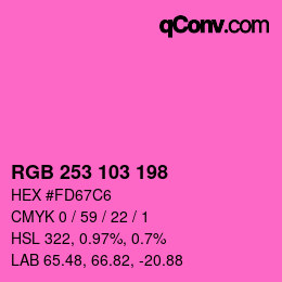 Color code: RGB 253 103 198 | qconv.com