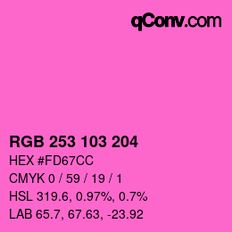 Color code: RGB 253 103 204 | qconv.com